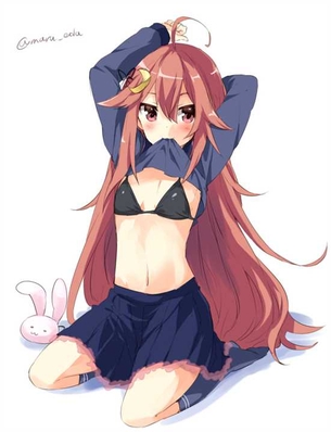 【たくし上げ】服をたくし上げて見せてくれる女の子の二次元エロ画像＆イラスト Part25