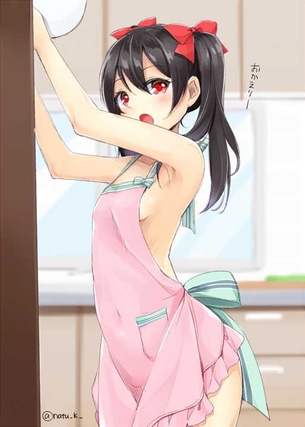 【裸エプロン】定番な裸エプロン姿の女の子の二次元エロ画像＆イラスト Part29