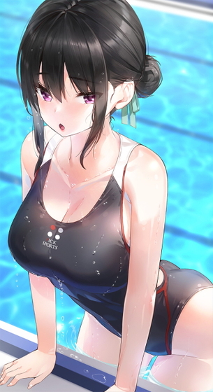【二次】張り付きと食い込みがエロい競泳水着のエロ画像 Part１２