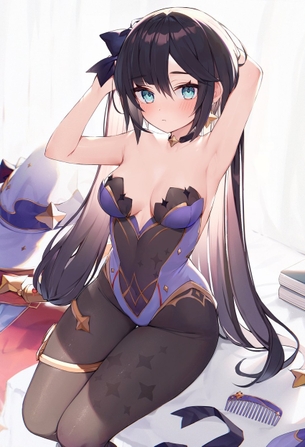【原神】レオタード風の衣装と黒タイツがエロ可愛いモナちゃんの画像