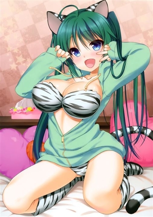 【緑髪】おしゃれでクールな緑髪の女の子の二次元エロ画像＆イラスト Part11