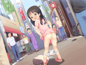 外で脱いでる変態美少女の二次元エロ画像（野外露出）