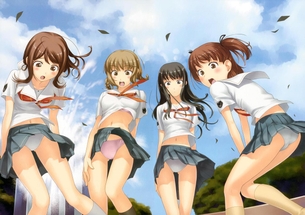 スカートブワッ！風パンチラしてる二次元エロ画像（台風級）