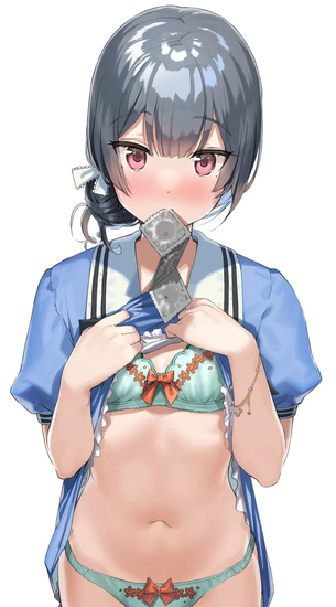 多分いろいろアウトだけどえっちだからすべて許されるたくし上げ少女の二次元エロ画像。暑いしね！