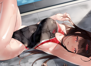 【スク水】ピッチピチの競泳水着でエロいボディラインが丸わかりな女の子の二次エロ画像まとめ その5