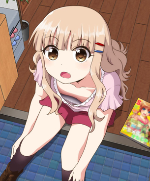 二次元の上目遣い胸チラを見下ろすエロ画像