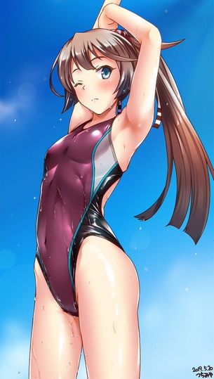 【2次】競泳水着姿の女の子のエロ画像その14