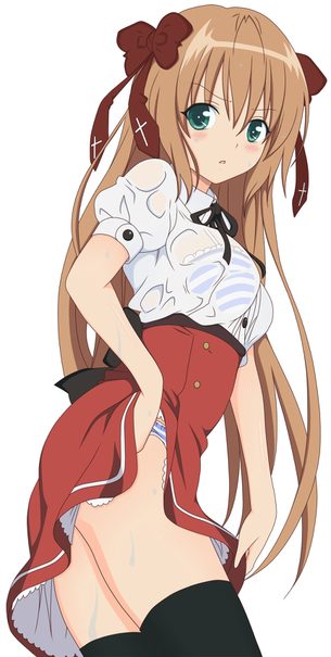 洋服が透けてブラとかパンツ、乳首まで透けちゃってる女の子の二次元エロ画像