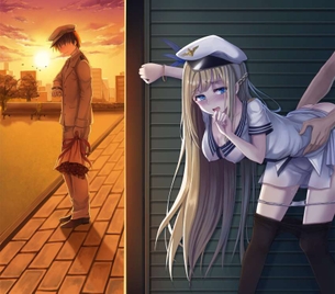 【なんか芸術的】夕焼けをバックにセックスしてる二次エロ画像