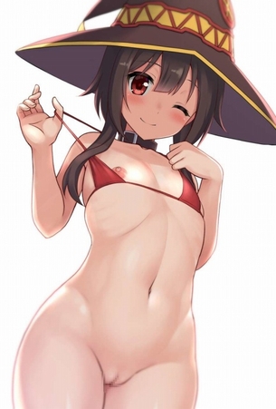 【二次】このすばのめぐみんのツルツルのパイパンマンコが拝めちゃうエロ画像