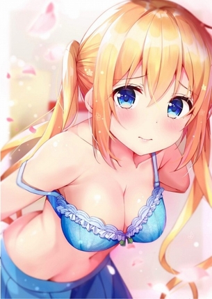 【二次】上裸ではなく”ブラジャー姿”の恥ずかしそうな女の子のエロ画像
