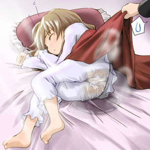 女の子のおしっこがおまんこからあふれ出ちゃってる二次元エロ画像