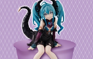 『初音ミク』ヴィランバージョンのエロい格好で挑発的な表情のヌードルストッパーフィギュア