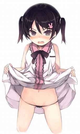 スカートをたくし上げておぱんつ見せてくれるえっちな女の子の二次元エロ画像