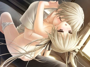 脱ぎかけの二次元エロ画像。