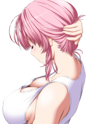 【二次】わざとモノを落としたりしてついパイチラに期待しちゃう“ノーブラタンクトップ”のエロ画像