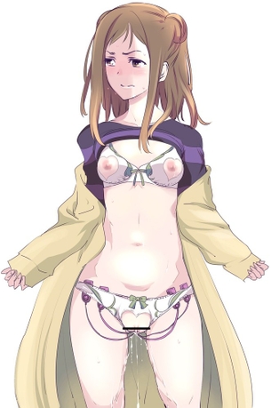 パンツの中にバイブを仕込んでオナニーしてる変態痴女の二次元エロ画像