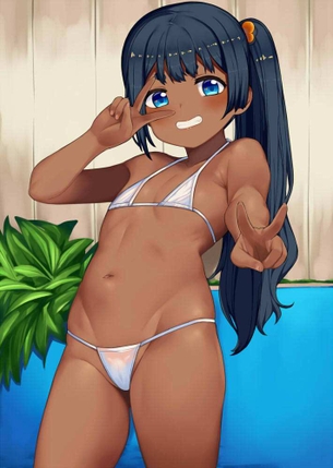 褐色肌の女の子がえっちなことをしてる二次元エロ画像はいかが？焼けてるだけでこんなにエロいとか反則だよね！