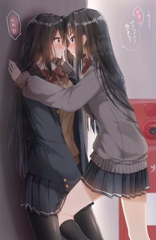 百合壁ドン！したいしされたい！男がいない綺麗な百合二次元エロ画像！