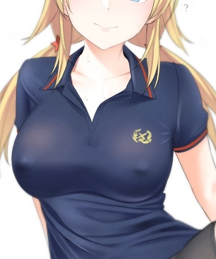 興奮してるのかな？服の下から乳首さんが勃起しちゃってる女の子の二次元エロ画像