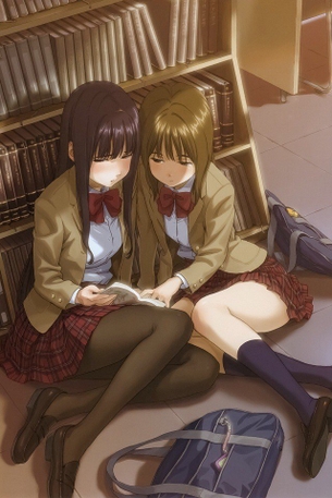 女の子同士でイチャイチャしてるだけなのでなんもえっちな事はないよっていう百合二次元エロ画像