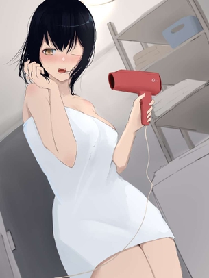 【TMRごっこ】ドライヤーで髪の毛乾かしてる風呂上り女子の二次エロ画像