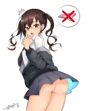 【二次】パンツがチラかと思いきや実は何も穿いてなかった“ノーパン女子”のエロ画像