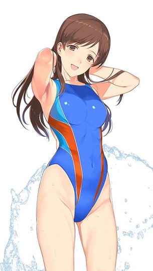 競泳水着の可愛い二次元画像。