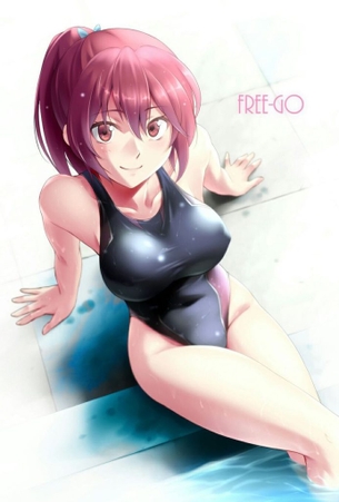 競泳水着の可愛い二次元画像。