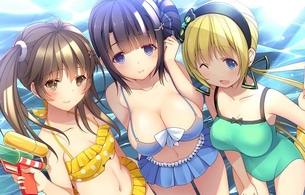 『三色絵恋-Tricolour Lovestory-』女の子のエロいおっぱいの水着姿のエロイベントCG