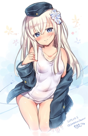 【2次】濡れたら透けちゃいそうな 白スク 姿の美少女二次エロ画像 その9【白スク】
