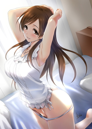 【二次】ノースリーブで腋が見放題な服装の女の子のエロ画像