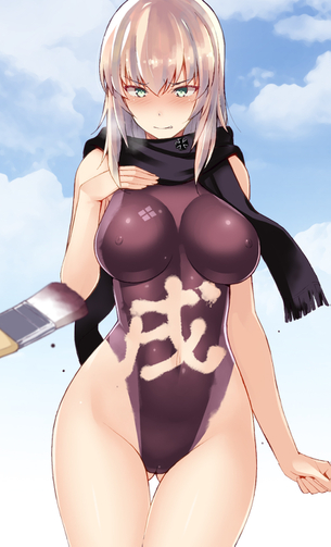 【二次】ボディペイントで裸をごまかしてる女の子のエロ画像
