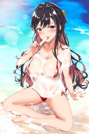 【濡れ透け】白い衣服がスケスケになっちゃてる二次エロ画像www