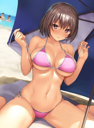 【二次】みんな大好きな水着巨乳美少女のエロ画像