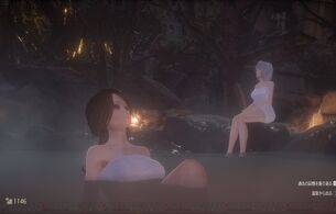 『コードヴェイン』温泉で女の子たちがエロいバスタオル姿で入浴するエロシーン