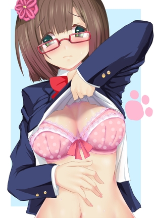【2次】上着を たくし上げ て乳見せしちゃってる女の子の 二次エロ画像  その22【たくし上げ】