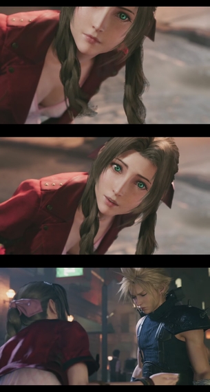 FF7リメイクのクラウドがエアリスのおっぱいを凝視しているシーンwwwwwww