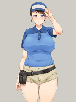 【こういう店員さん居るよね】巨乳ポロシャツ女子の二次エロ画像