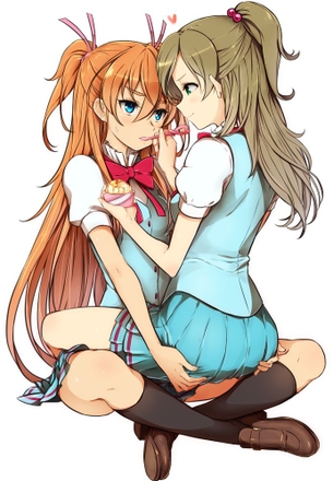 【二次】レズセックスまでは至ってないややソフトな百合カップルのエロ画像