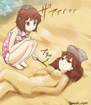 【死体遺棄じゃないよ】砂浜に生き埋めにされる女の子達の二次画像