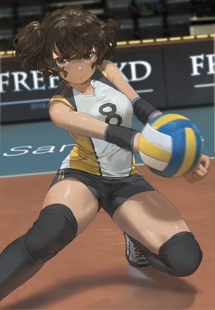 【飛び散る汗やら何やら】バレーボールの試合真っ最中な女子達の二次エロ画像