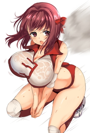 【二次】おっぱいがしっかり詰まった胸元がパツパツな服を着た女の子のエロ画像