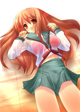服がぬれて、いろんなものが透けて見えちゃってるラッキーな二次エロ画像 vol.8