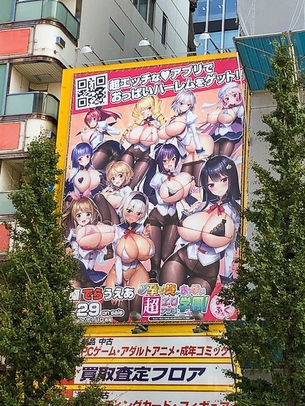 【悲報】秋葉原のエロゲー看板、例の献血ポスターよりはるかにヤバいwwwwww