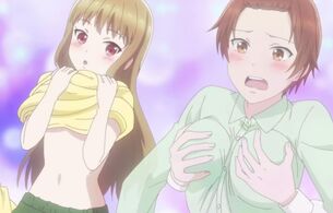 アニメ『女子高生の無駄づかい』9話で女の子同士のエロいおっぱい揉みや着替えなど！