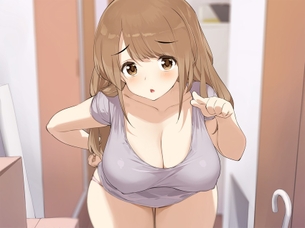 【二次】大きなおっぱいなのにノーブラで乳首ポッチしちゃってる女の子のエロ画像
