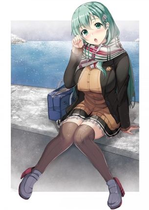 【2次】緑色の髪の女の子のエロ画像