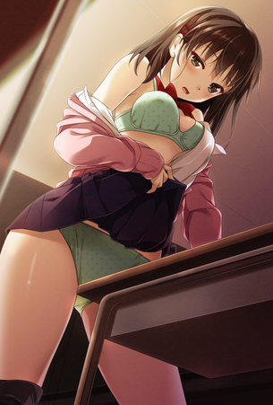 【角オナ】机の角にオマンコを擦りつけながらオナニーしてる女の子のエロ画像